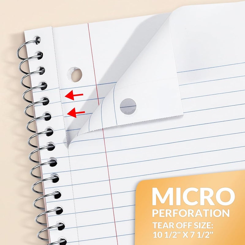 SUNEE Spiral Notebooks, 3 Pack, 1-Subject, College Ruled Paper, 8" x 10-1/2", 70 Sheets per Notebook, Assorted Aesthetic Colors Spiral Notebooks for School - Image 4